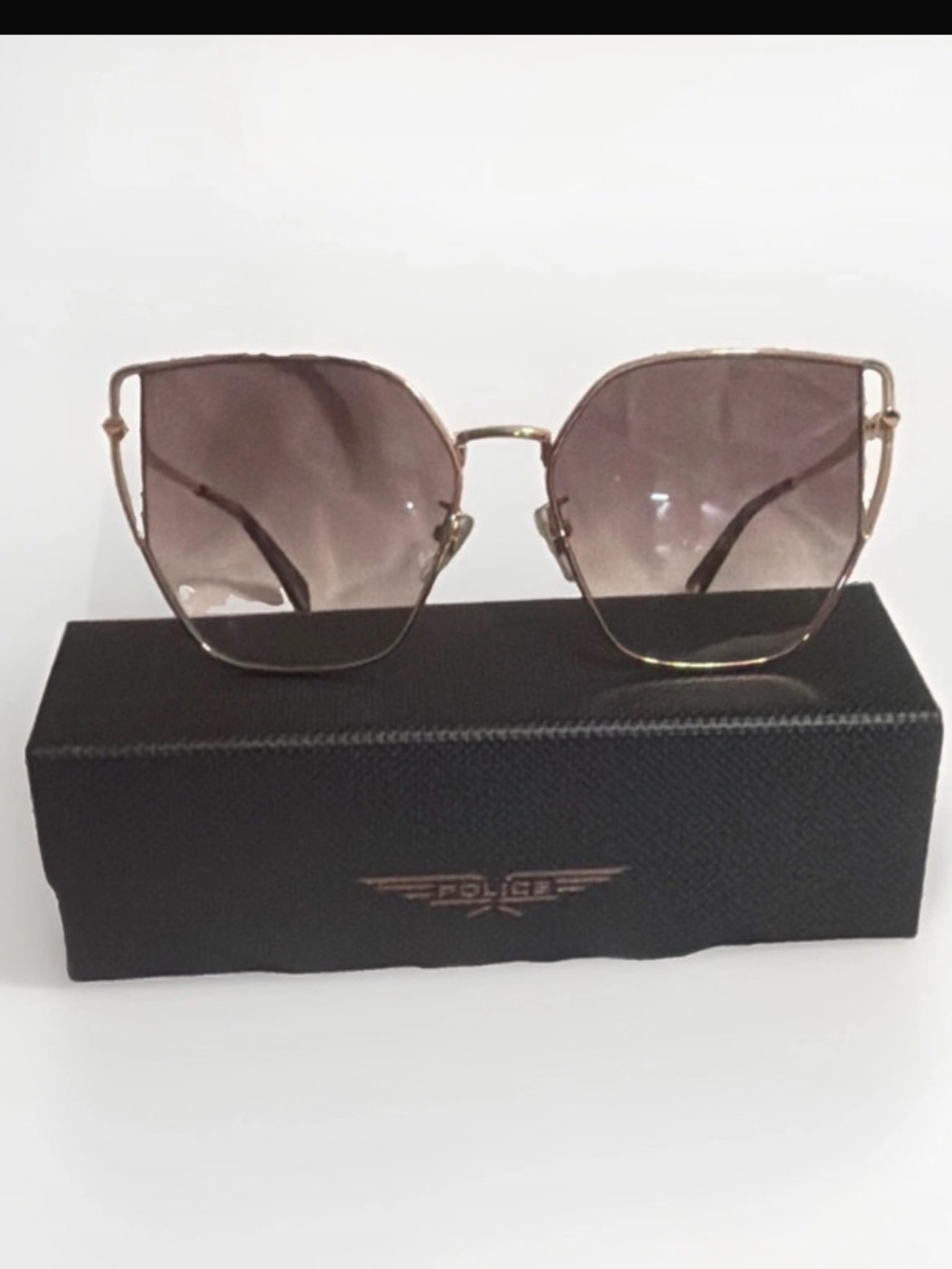 Police Gold Frame Sunglasses with Brown Gradient Lenses